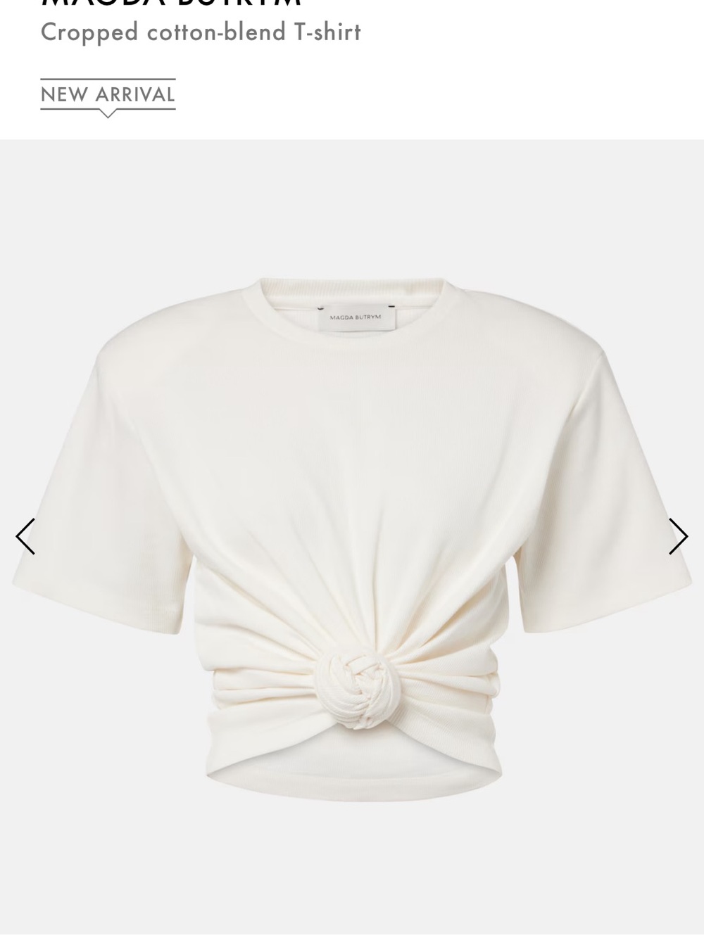 Magda Butrym White Knotted Crop T-Shirt